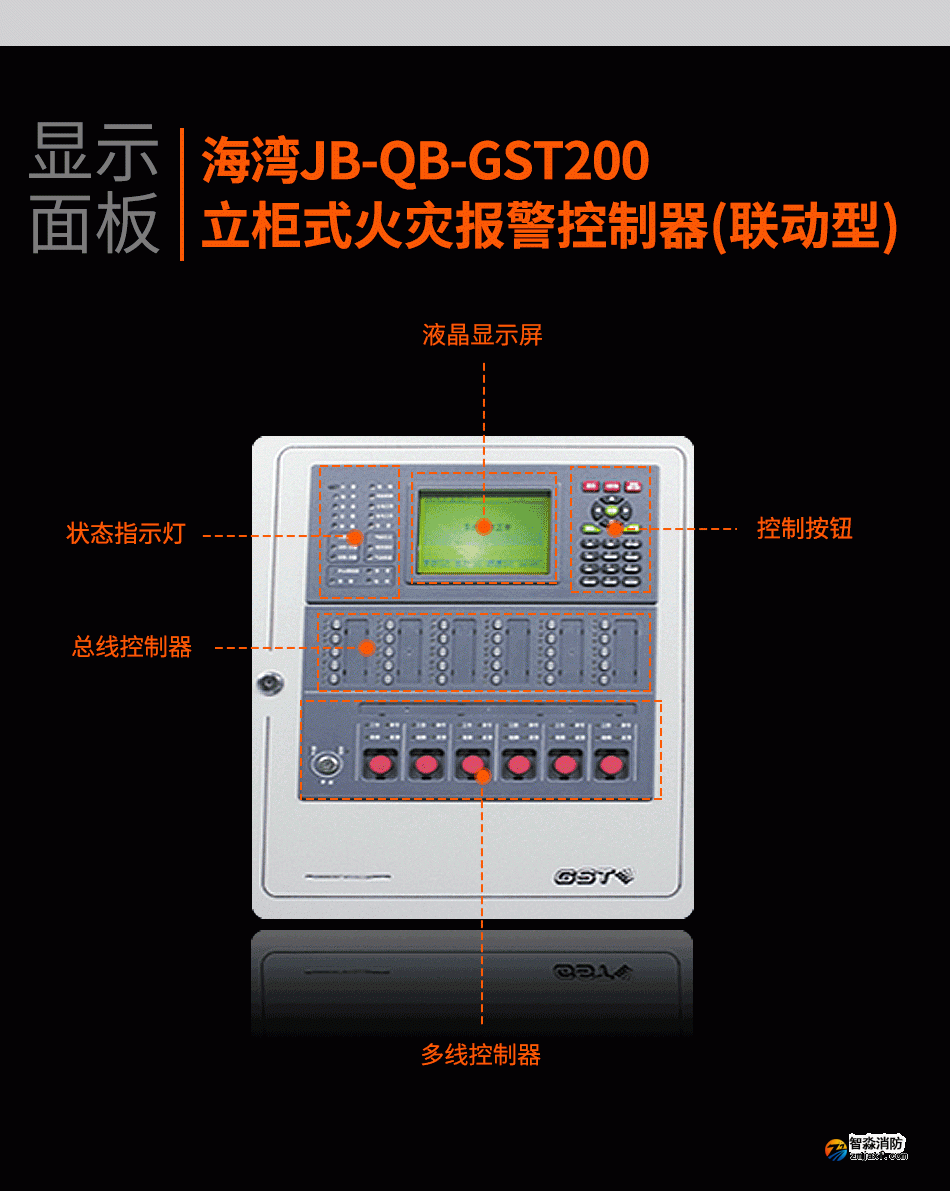 海灣JB-QB-GST200立柜式火災(zāi)報警控制器(聯(lián)動型)顯示面板