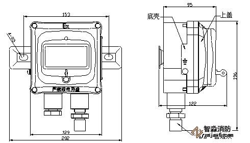 J-SAM-GST9116手動(dòng)火災(zāi)報(bào)警按鈕外形尺寸圖
