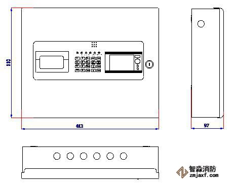 海灣可燃?xì)怏w報(bào)警控制器/主機(jī)JB-KR-GST004外形尺寸圖